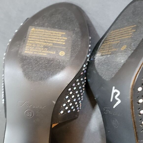 BRAND NEW FOREVER T-STRAP SHINY STUDDED EMBELLISHMENTS  OPEN TOE BOOTIE - Picture 15 of 16